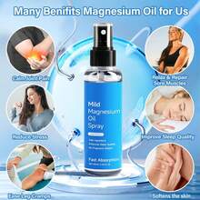 Pure Magnesium Oil Spray, Topical Magnesium Spray Extra Strength, Natural Ingredient & Fast Absorbent, Organic Magnesium Chloride Oil For Feet, Sleep - 藍色 - 查看 3
