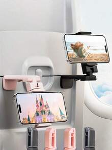 3/2/1 pieza Soporte de teléfono para vuelo, soporte de viaje portátil plegable y ajustable con rotación de 360° para escritorio, asiento de tren, maletero, gabinete de cocina compatible - Construcción de plástico duradero, gancho de teléfono portátil plegable, soporte universal de teléfono para celulares, viaje, hogar, oficina.