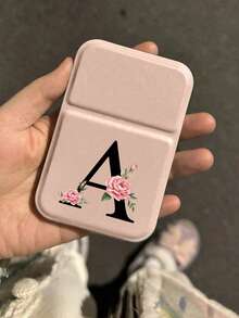 迷你粉色花朵白色字母可折疊便攜式化妝鏡，A-Z字母化妝鏡附支架，旅行鏡，美容產品，桌面化妝鏡，長方形桌面緊湊可折疊小型極簡化妝鏡，女性旅行便攜式化妝鏡禮物 - 給媽媽和老師的最佳禮物 - 粉色 - 查看 6