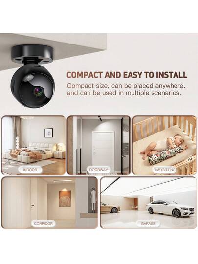 Mini WiFi Surveillance Camera,360° Rotation, Night Vision, Motion Detection, Wireless Indoor Baby Monitor, Built In Battery view 4
