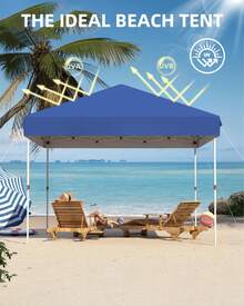 Pop Up Canopy Tent,Outdoor Canopy,10*10FT Commercial Instant Tent Without Sidewall,Portable Sun Shelter With Carry Bag,One-Person Set Up For Picnic Camping Events - Azul - Ver 2
