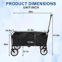 Collapsible Folding Wagon Cart With 330LB Capacity, Large Beach Cart For Outdoor Camping Garden Grocery | Portable Utility Cart