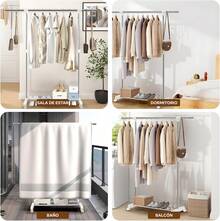¡RecomendadoVIOPY Rack Para Ropa, Colgador De Ropa Que Se Puede Expandir Horizontal Y Verticalmente, Perchero De Ropa Con 4 Ruedas Y Fijaciones, Fácil De Mover, Material De Acero Inoxidable, Para Dormitorio Etc¡Top de Temporada - 1 - Ver 8