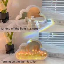 DIY Tulip Cloud Mirror Night Light Kit - USB-Powered LED, 20-Flower Display, Ideal For Bedroom Ambiance & Creative Gift For Teens, Couples, Friends - Manual Assembly Required - Multicolor - View 6
