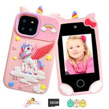 2025 New 2.8 Inch Kids Unicorn Touchscreen Smartphone Toy, 32GB Built-In Storage Card, Fun Educational Games, MP3 Player, Soft Silicone Material, Ideal Christmas & Birthday Gift For 3-12 Years Old Boys & Girls - Multicolor - View 1