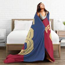 1 件巴塞罗那球员佩德罗主题现代几何印花法兰绒毛毯，超柔软舒适，100% 涤纶，可机洗，适合所有季节，适用于床上、沙发、露营、午睡和旅行，独特的节日礼物 - 彩色 - 查看 8