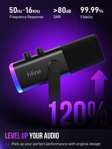 Gaming USB/XLR Microphone For Podcast, Dynamic Mic With Controllable RGB, Touch Mute, Headphone Jack, Desktop Stand, Vocal Mic For Singing Gaming Streaming Podcasting-FIFINE AM8 - Black - View 4