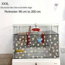 1pc/ Parrot Birdcage Splash-Proof Net, Birdcage Gauze Cover, Transparent Net For Preventing Flying Feathers, Square Small Daisy Net Cover, Anti-Spillage Cage Cover, Suitable For Square And Round Cages