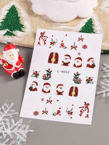 3D Weihnachtsmann Elch Nagelkunst Aufkleber Abziehbilder selbstklebend Feiertage Kinder süß rot weiß Schneeflocke Kiefer Baum Elch Nagel Zubehör Nagelkunst Design Dekorationsaccessoires Nägel - Verschiedenfarbig - Übersicht 6