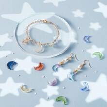 100pcs Moon Crescent Crystal Glass Tiny Hanging Beads For Jewelry Making And DIY Craft Accessories - Nhiều màu - Xem 9