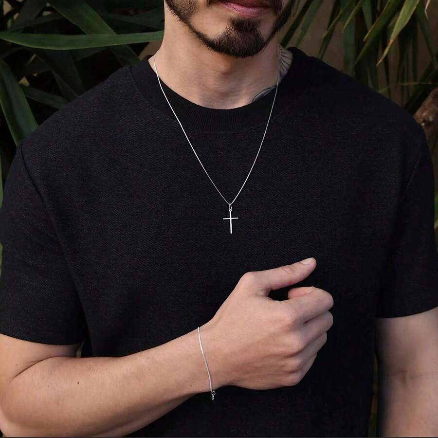 Chain And Bracelet Set Kit Venetian Cord 925 Silver Plated - 銀色 - 查看 1