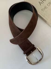 1 Stück braune Wildleder Leder Silber Schnalle Lässig Retro Sexy Damen Breiter Gürtel, modisches Accessoire für Kleider, Pullover, Röcke, Jeans, geeignet für Alltag, Dates, Partys, Arbeitsplatz