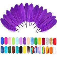 FeelfunFeather 120pcs Navy Blue Goose Feathers 6-8 Inch 15-20cm Decorative Natural Goose Nagoire Bulk Crafts Cosplay Wedding Party Halloween Home Decoration - Màu tím - Xem 6
