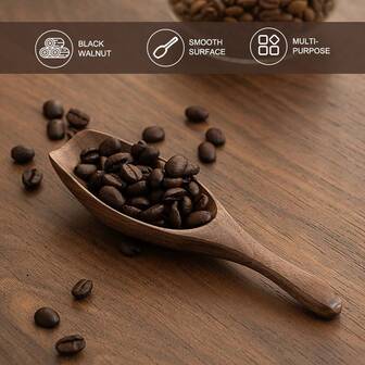 MIGAKU HOME 1pc Black Walnut Coffee Bean Spoon 15ml/1 Scoop, Multipurpose Kitchen Scooping Tool For Tea, Spices, Bath Salts