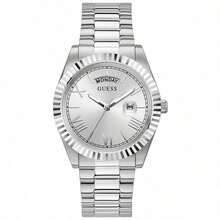 Guess GW0265G5 Classic Elegant Men's Analog Quartz Watch With Day / Date Display Black Round Dial And Silver & Gold 2-Tone Stainless Steel Strap Watch Suitable For Daily Business Wear Birthday Gift For Men