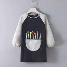 1pc Cute Bear Painting Pattern Apron, Painting Protective Apron For Girls And Boys, Cooking/Art Supplies - Multicolor - View 3