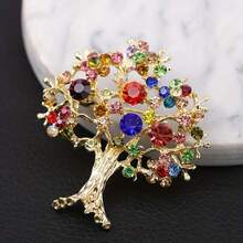 Shiny Rhinestone Christmas Tree Brooch - Elegant Alloy Pin, The Perfect Choice For Festive Outfits, Creating A Festive Atmosphere - 彩色 - 查看 5