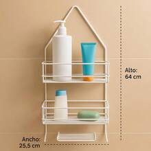 Porta Shampoo para Regadera Doble Nivel Sin Perforación Organizador De Regadera Metálico Colgante Soporte Resistente Impermeable estilo Moderno uso diario Anticorrosivo (Estilo 1) - Estilo 1 - Ver 3