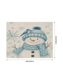1pc Blue Christmas Snowman Table Runner, Christmas Decorative Table Runner, Christmas Linen-Like Table Runner, Table Runner, Table Runner, 1pc Table Runner, 4pcs Placemats, 1pc Cushion Cover, 3 Products Available, Seasonal Home Decor Indoor & Outdoor Party Supplies For Winter, Christmas Home Decor, Christmas Room Decor, Christmas Party Decorations