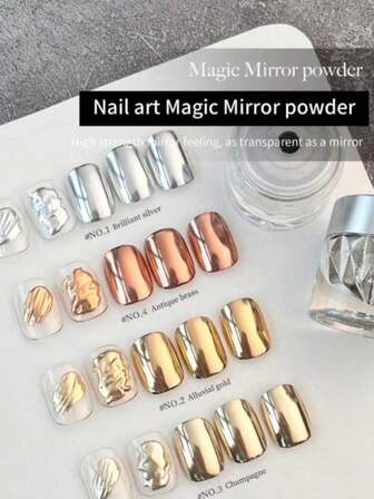 SHANGFEIYA Golden Mirror Powder For Nail Art - High-End, Highly Reflective, Fine Texture, Sparkly New Nail Decor