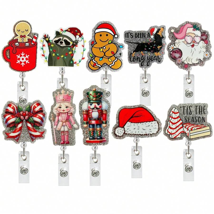 1pc Cute Christmas Decoration, Fun Badge Clip, Retractable Easy Pull Reel, Perfect Gift For Medical Staff, Nurses - Nurse Appreciation