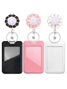 1pc Pearl Flower Nurse Retractable Badge Reel With ID Badge Card Holder Key Ring Cute Metal Teacher Badge Reel For Keys Keychain The Best Great Gift For Doctor Nurse Teacher Student Office Worker For Women Wallet Mini Wallet Purse Wallet Card Wallet