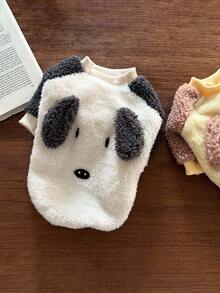 双面抓绒宠物连帽衫，可爱狗狗耳朵设计，保暖舒适，适合小型犬和猫咪。