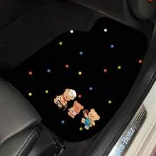 4pcs Cute Bear/Donut Pattern Car Floor Mats, Soft Plush Lining, Easy Installation - Fit For Sedan, SUV, Enhanced Car Interior Accessories, Unisex Holiday Gift