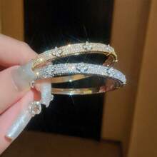 Juego de pulseras de acero inoxidable y circonita brillante, elegante y de moda para mujeres, adecuado para eventos formales, fiestas, uso diario y como regalo para amigos