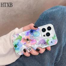 Teléfono con pantalla grande y diseño anticaídas tipo glaciar con flores de acuarela, elegante y moderno, compatible con phone 16 Pro Max, 16, 15 Pro, 14 Plus, 13, 12 Pro, 11 Pro, X y XS. Ideal para hombres y mujeres. - Blanco - Ver 3