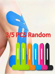 3/5 Peças Tiras Elásticas de Fita Muscular Pré-Cortadas - Joelho, Parte Inferior das Costas, Bunda, Perna, Braço - Adesivo Antiderrapante Multicolorido, Adequado para Atletas, Academia, Esportes e Fitas para Joelho