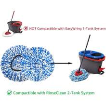 2-Pack Spin Mop Replacement Heads, Compatible With 2-Tank RinseClean System, Machine Washable Microfiber Mop Refills For Hard Floor Cleaning - Blue - View 3