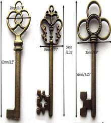 Aokbean Mixed Set Of 30 Large Skeleton Keys In Antique Bronze - Set Of 30 Keys - ColorF - 查看 4