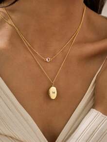 1 pezzo Collana con medaglione personalizzato con foto, ciondolo ovale in acciaio inossidabile inciso, collana con foto in oro, gioiello commemorativo, regalo per anniversario, regalo per la mamma, regalo per la festa della mamma