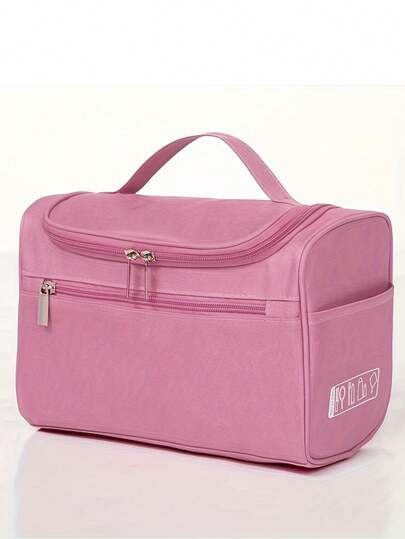 25*17*13CM Large Capacity Makeup Toiletry Bag, Made Of Durable Oxford Cloth, Waterproof And Portable. Strong Storage Function With Handle And Hook, Lightweight And Convenient With Double-Sided Zipper. Main Compartment Fits Bottles, Toothbrush, Toothpaste, Travel Shampoo, Razor, Shaving Cream And Other Travel Toiletries. Make Up Bag