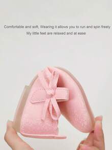 1 Đôi giày bệt Mary Jane màu trơn đơn giản thời trang trang trí nơ cho bé gái, thích hợp cho hoạt động ngoài trời, mọi mùa - Hồng - Xem 7