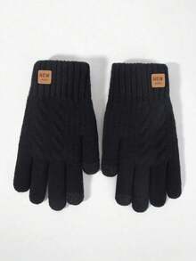 1 Pair Women's Thick Thermal Lined Touch Screen Knit Gloves, Winter Warm Full Finger Gloves For Cold Weather, New Cable Knit Style Suitable For Party, Dining, Driving, Running, Mobile Gaming, Daily Christmas Winter Warm