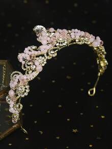 1 pezzo Corona da principessa rosa dolce con perline, copricapo da sposa con strass scintillanti, accessorio per concorsi di bellezza - Multicolore - Visualizzare 11