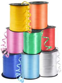 250码卷曲丝带，多种颜色可选，适用于气球绳、花束装饰、礼品包装、手工艺品、礼品包装、气球绳、头发扎制、DIY装饰、圣诞节包装、情人节及其他场合，1条装 - 彩色 - 查看 3