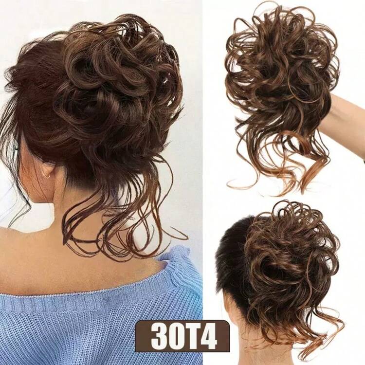 1pc Messy Long Wavy Wig, High Elastic Hair Scrunchie, Curly Wavy Synthetic Hair Extension, Multi-Tone Heat-Resistant Fiber Updo, Suitable For Daily Wear, Party, Cosplay, Women's Ponytail Bun Hair Accessory, Ombre Casual Party Palace Style Synthetic Fiber Wig, Natural Long Shaggy Hair Scrunchie, All Season ,Ponytail Holders ,Hair Elastics ,Hair Rubber Bands ,Scrunchies ,Hair Rope ,Elastic Hair Tie ,Makeup Head Accessories Elastic Band - Multicolor - View 23