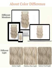 16inch/20inch Clip-In Hair Extensions 4pcs/Set Wavy Curly Pearl Blonde Hair Extensions For Women - Platinum - View 8