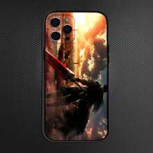 Funda de Teléfono Clásica Anime  Guts Compatible con  16,15,14,13,12,11 Plus, Pro Max, Funda Negra de Silicona Suave, Funda Compatible con  17,  17 Pro,  17 Pro Max - z2 - Ver 7