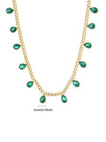 1 Peça Colar de Borla com Zircônia em Gota de Água Luxuoso para Mulheres e Meninas, Colar Gargantilha Feminino com Pingente em Forma de Lágrima, Borboleta e Coração, Banhado a Ouro 18k, Aço Inoxidável, Presente de Joias - 1 - Visão 15