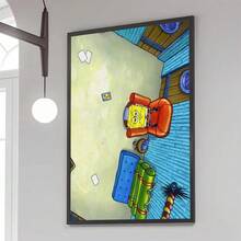 1 pièce Affiche du film Bob l'éponge, Bikini Bottom, Patrick l'étoile, Squidward et autres personnages mignons, convient pour la décoration de la maison, du salon, de la chambre, de la pièce, de l'entrée, du bar, du restaurant, du café, peinture décorative sans cadre