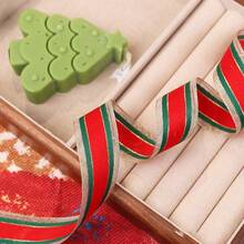 9 Meter/Rolle Weihnachts-Rot & Grün kariertes Satinband, goldgestreiftes Tricolor-Patchwork-Kantband, geeignet für DIY Weihnachtsbasteleien, Geschenkverpackung, Weihnachtskränze, Feiertags-Dekorationen - Verschiedenfarbig - Übersicht 10