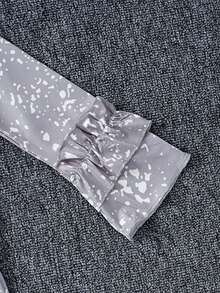 女童圣诞套装，圣诞主题印花，圆领长袖豹纹喇叭裤，女童套装，小女孩圣诞套装，女童运动套装 - 灰色 - 查看 3