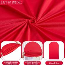 5ft, 6ft, 6.6ft, 7.2ft Red Arch Backdrop, 2 Sides Spandex Stretch Fabric Arch Backdrop Suitable For Wedding Arch, Birthday Party, Wedding Arch Decor (Arch Frame Not Included, Fabric Background Only) - Red - View 4