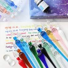 طقم قلم غمس زجاجي، يشمل قلم خط، زجاجة حبر، مناسب لحبر قلم الحبر، خط زجاجي حلزوني مصنوع يدويًا، قلم غمس زجاجي عتيق، لوازم رسم فني، قابل لإعادة التعبئة بالحبر، قلم حبر خط جميل