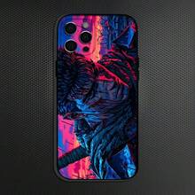 Funda de Teléfono Clásica Anime  Guts Compatible con  16,15,14,13,12,11 Plus, Pro Max, Funda Negra de Silicona Suave, Funda Compatible con  17,  17 Pro,  17 Pro Max - z2 - Ver 12