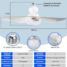 40W Ventilador de Techo con Luz | E26\/E27 Ventiladores de Techo Peque?o con Luces | 20.5in Ventilador de Techo de Montaje Empotrado con Luce y Mando a Distancia | 3 Colores Regulables y 3 Velocidades - negro - Ver 6